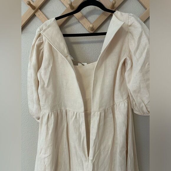 Linen Handmade Studio Aurora Dress Puff Sleeve Sz 16 - Picture 9 of 9